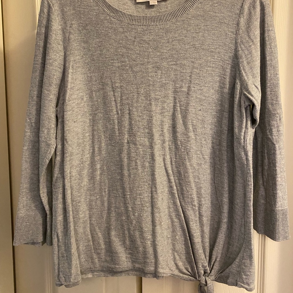 Loft Gray Knotted Sweater